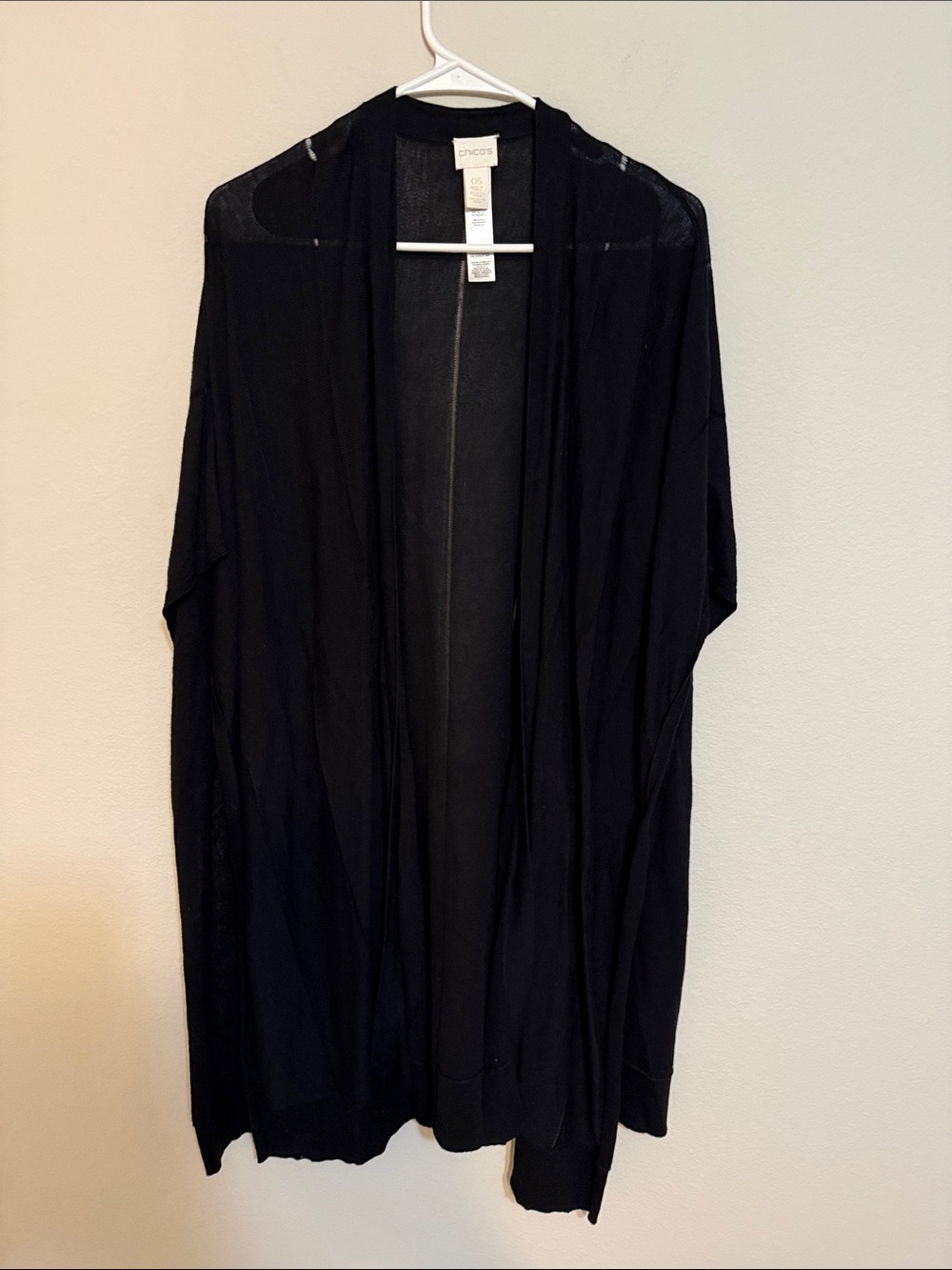 Chico's Black Lightweight Open Draped Cardigan - OS